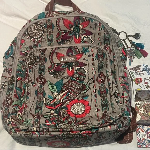 Sakroots Owl print Artists Circle Women's Backpack - Picture 8 of 16